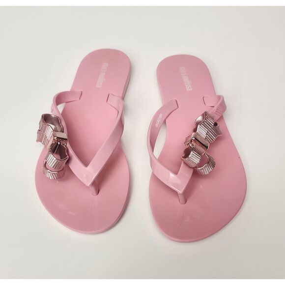 Mini Melissa Girls HARMONIC SWEET V AD Pink Thong Sandals Size 1/Eur 32 - Picture 5 of 8